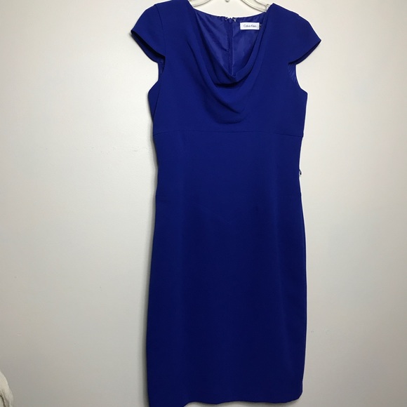 Calvin Klein Draped Front Knee Length Dress Sz 4 - Picture 1 of 6